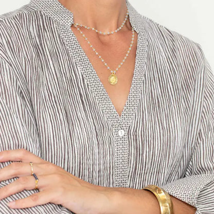 Women's Suri Grey Classic Stripe 100% Cotton Pintuck Tunic - remarkablegoods.net