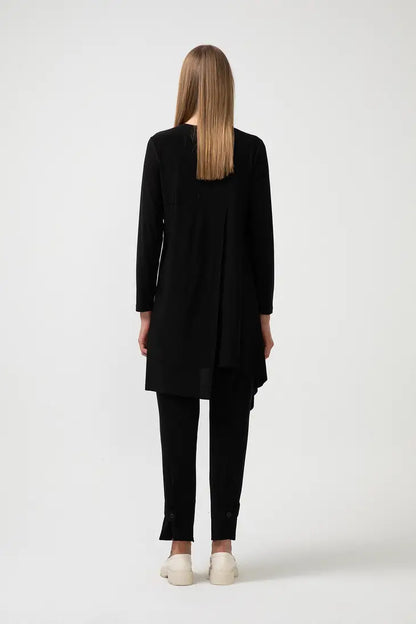 Women's Stretch Asymmetric Jersey Tunic Top in Black - remarkablegoods.net